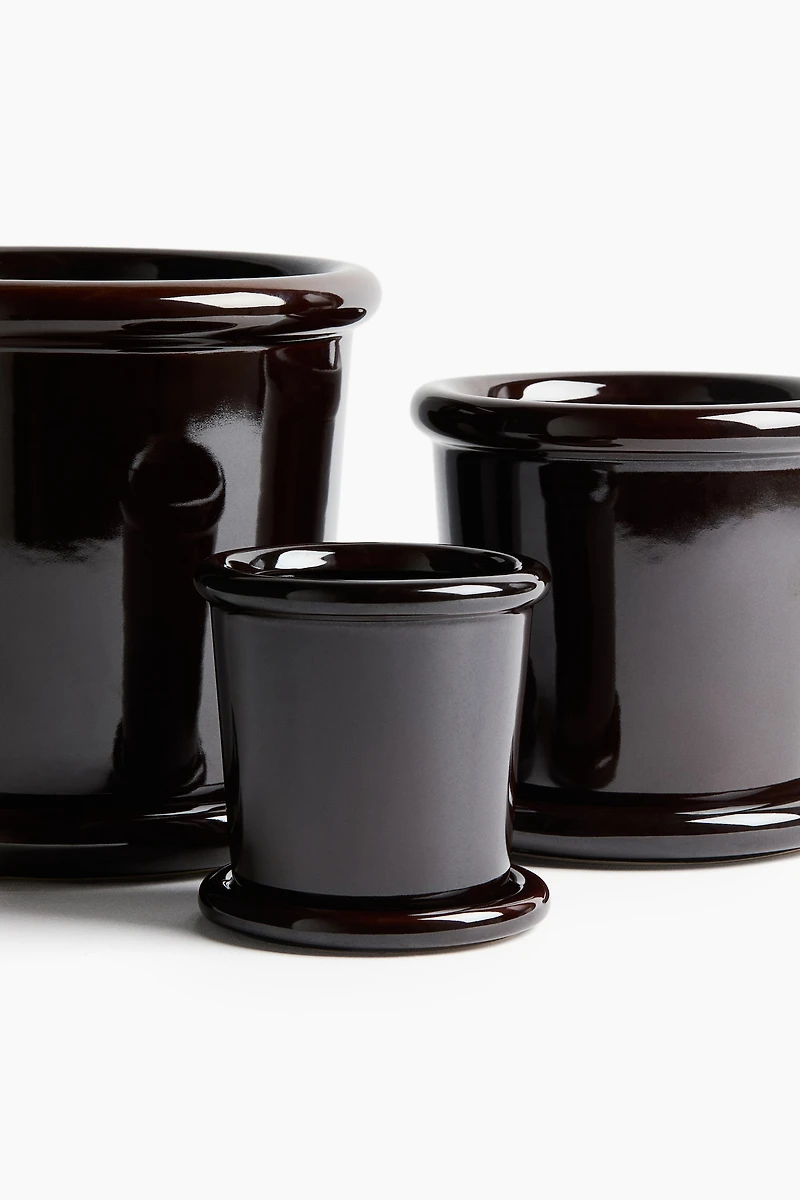 Extra-Small Stoneware Plant Pot with Saucer