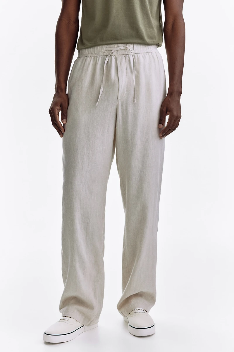 Relaxed Fit Linen-Blend Pants