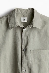 Regular Fit Short-sleeved Linen-Blend Shirt