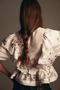 Haut péplum en lin mélangé