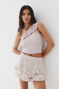 Flounced One-Shoulder Top