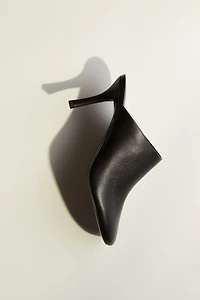 Heeled Leather Mules