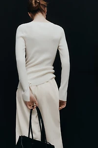 Linen-Blend Barrel-Leg Pants