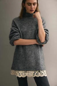 Lace-Trimmed Mohair-Blend Sweater