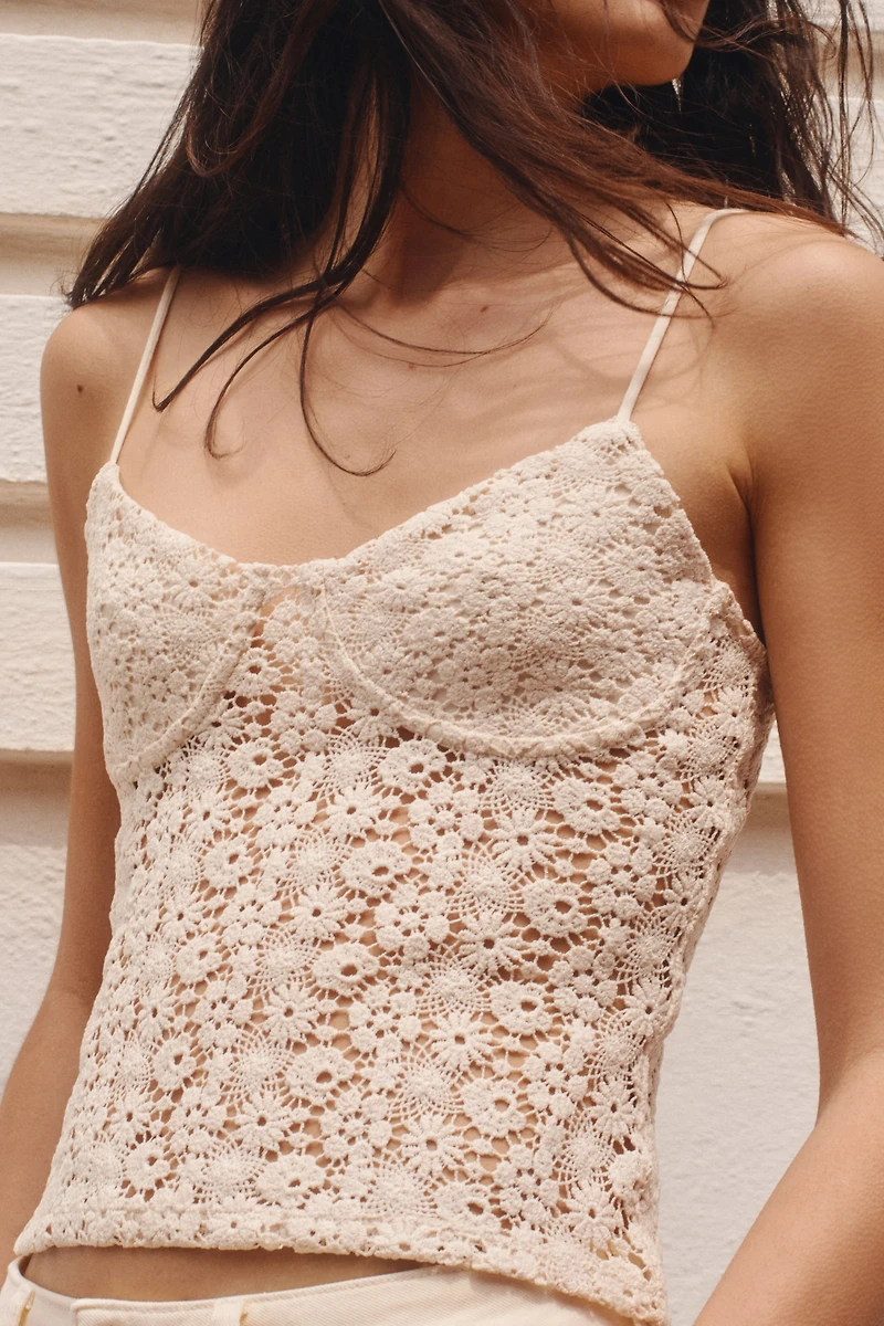 Crochet-Look Sleeveless Top