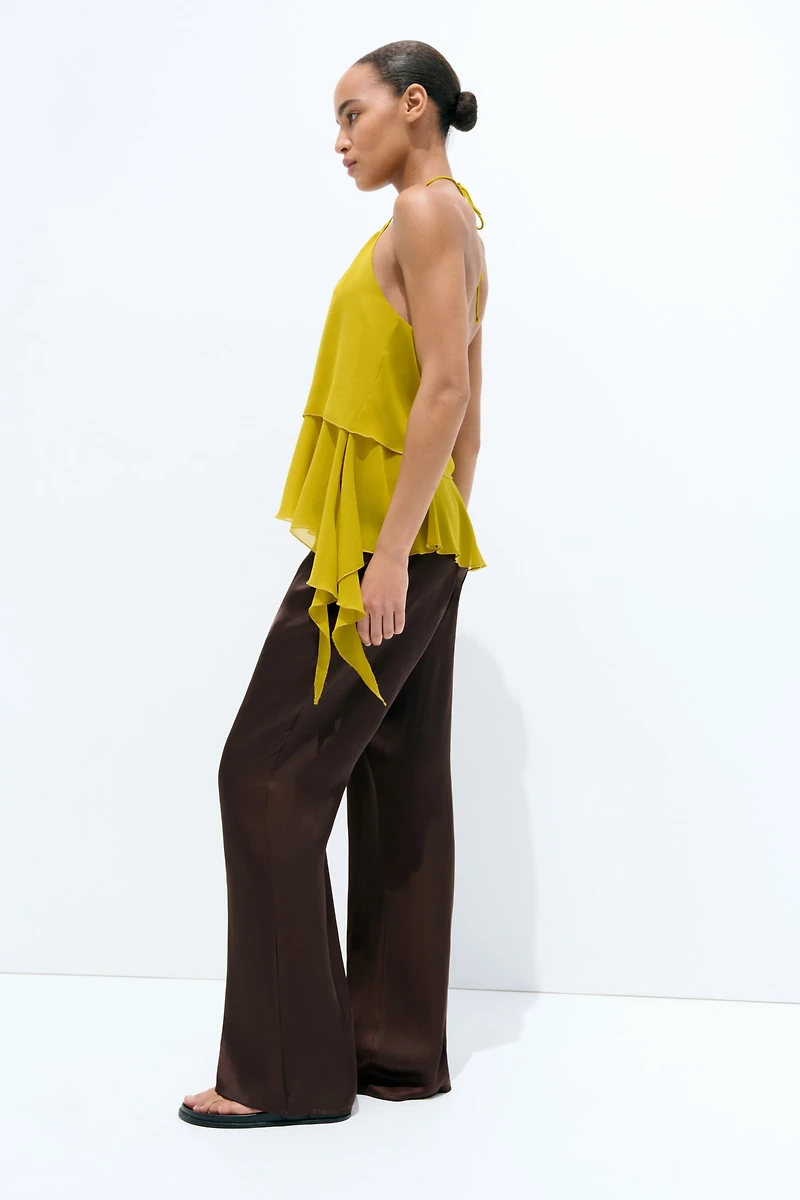 Flared Satin Pants