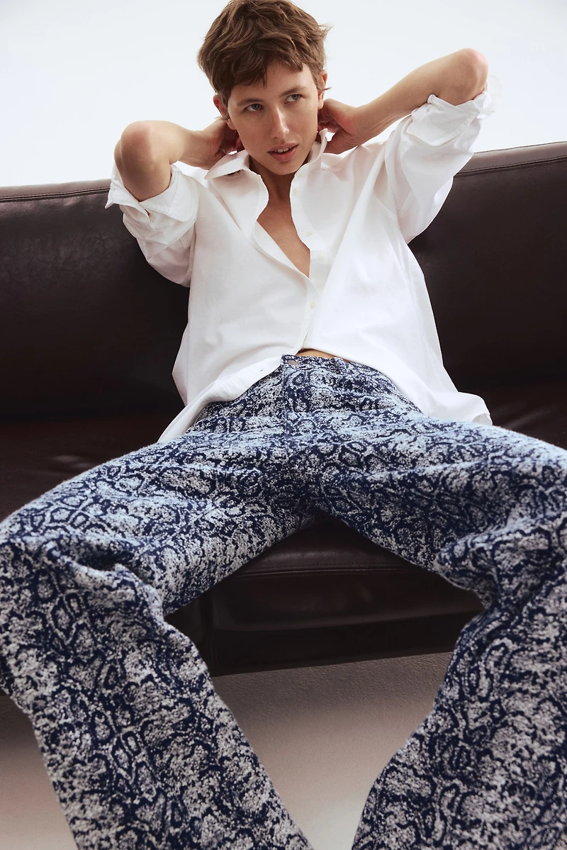 Jean en denim bouclé avec plis