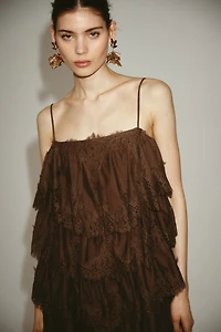 Tiered Lace-Trimmed Dress