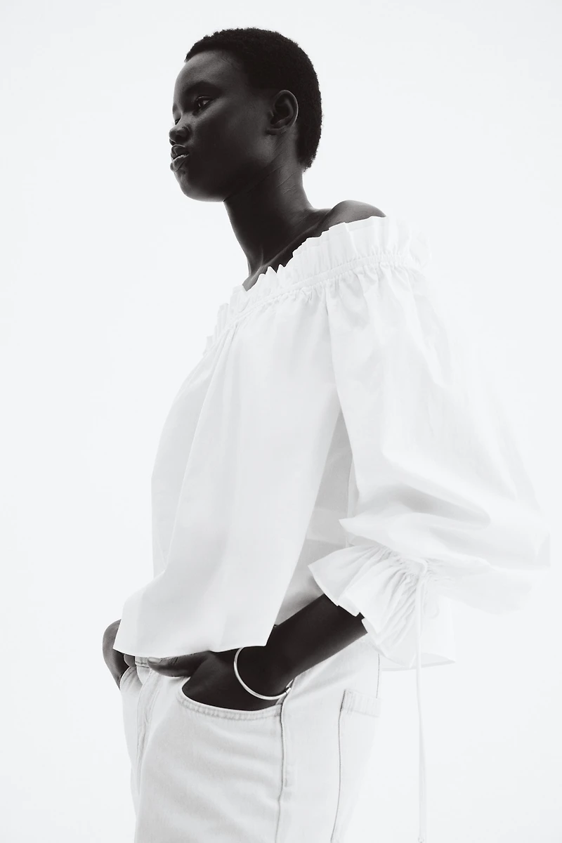 Off-the-Shoulder Poplin Blouse