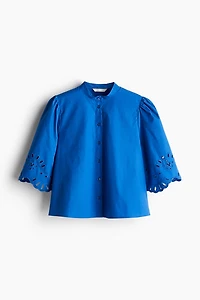 Puff-Sleeved Cotton Blouse