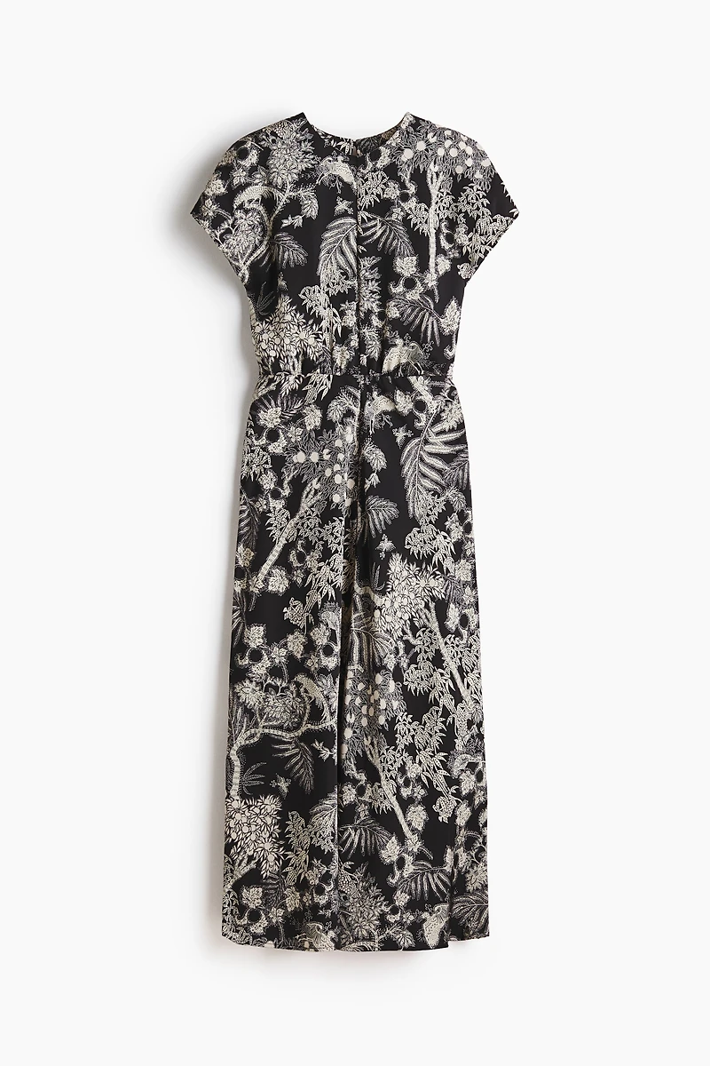 Cap-Sleeved Satin Dress