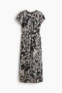 Cap-Sleeved Satin Dress