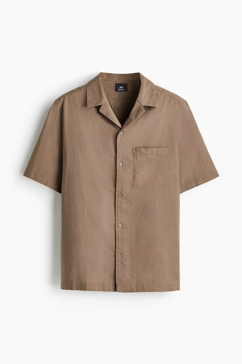 Regular-Fit Short-Sleeved Linen-Blend Shirt
