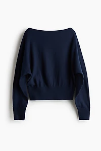Batwing-Sleeved Fine-Knit Sweater