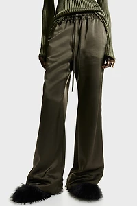 Pantalon évasé en satin
