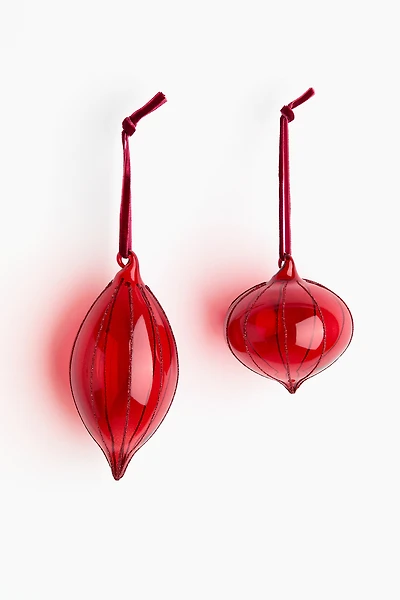 2-Pack Glittery Glass Ornaments
