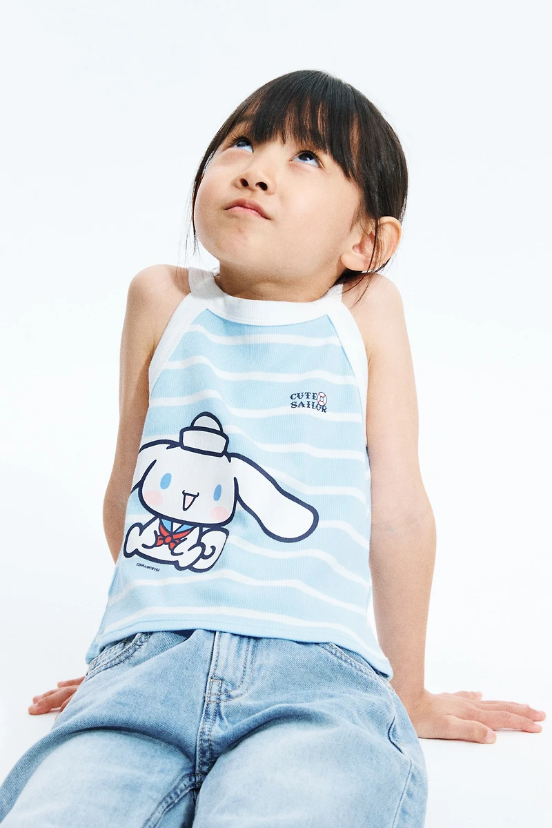 Ribbed Tank Top with Motif