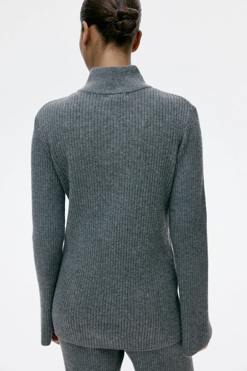Rib-Knit Half-Zip Sweater