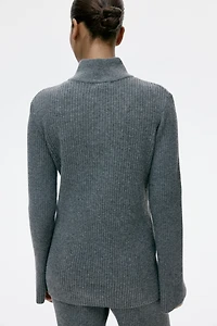 Rib-Knit Half-Zip Sweater