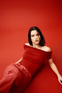 Gathered off-the-shoulder top
