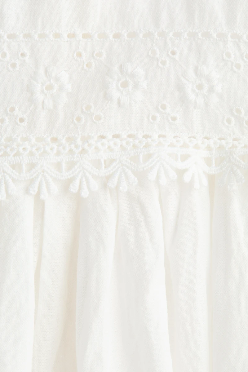 Picot-Trimmed Cotton Dress