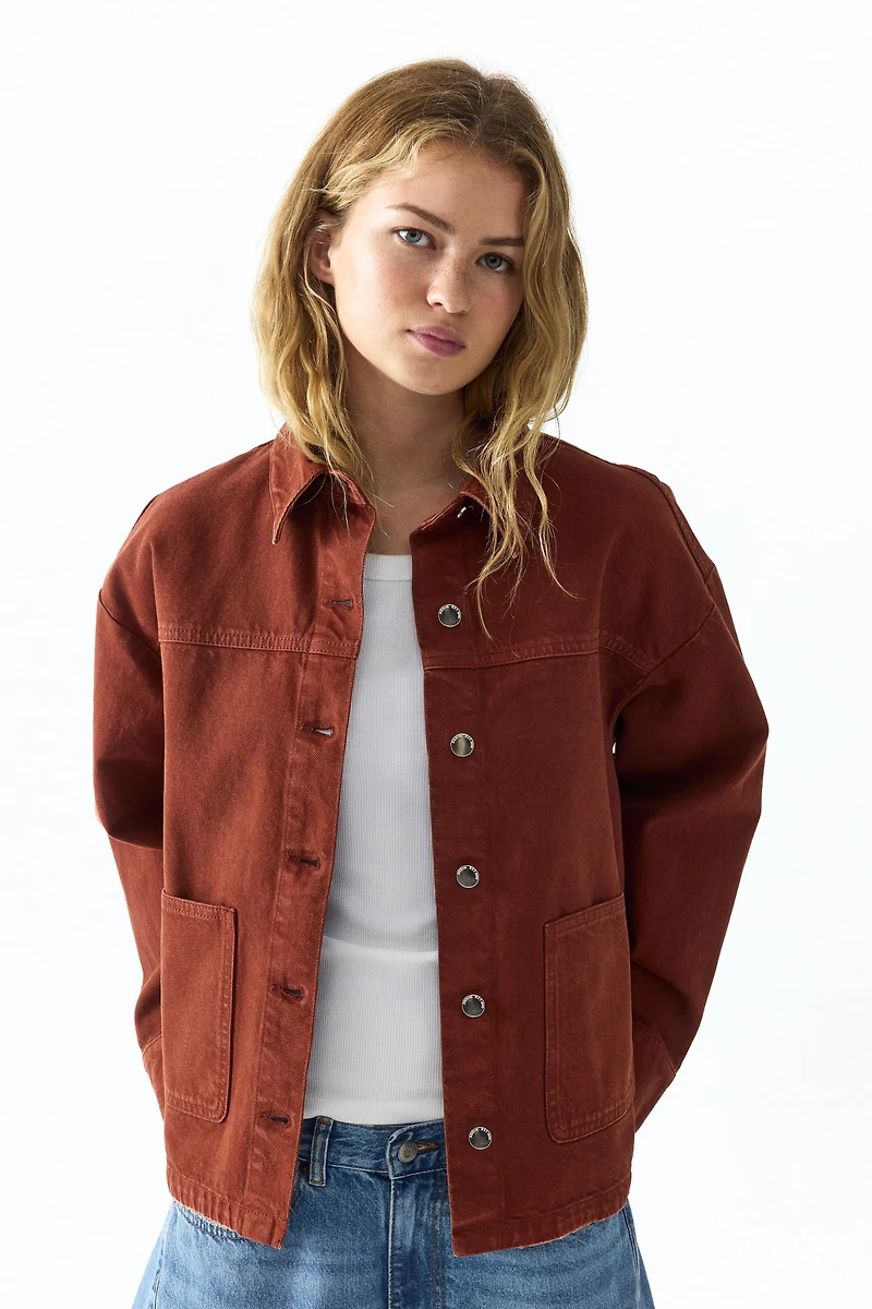 Veste-chemise en sergé de coton