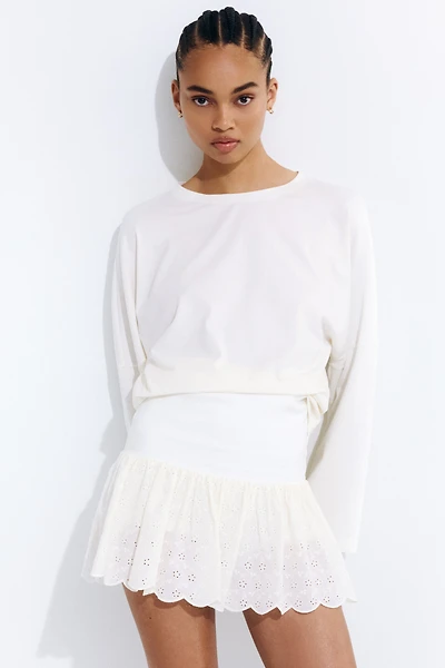 Eyelet-Embroidered Mini Skort