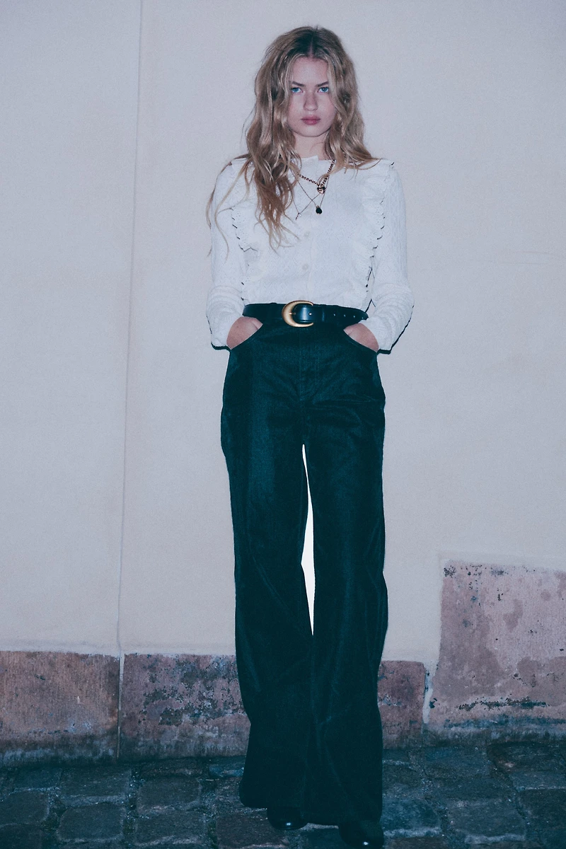 Jean large ultra-haut floqué