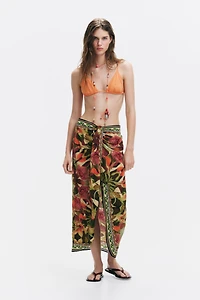 Draped-Detail Midi Skirt