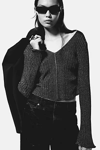 Haut scintillant en tricot côtelé