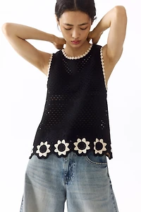 Crochet-Look Open-Knit Top