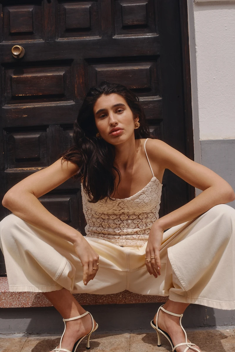 Crochet-Look Sleeveless Top