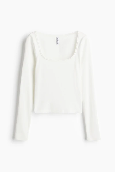 Picot-Trimmed Cotton Top