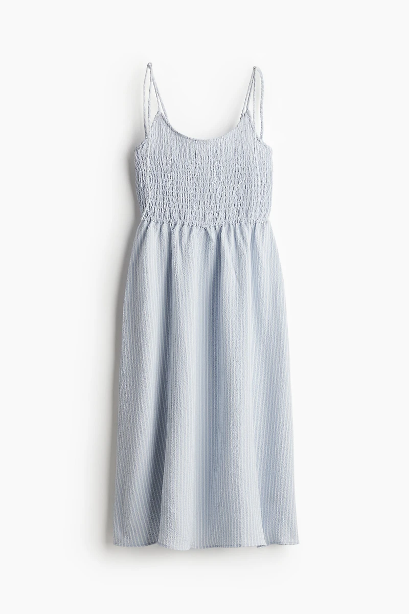 Tie-Shoulder-Strap Smocked Dress