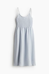 Tie-Shoulder-Strap Smocked Dress
