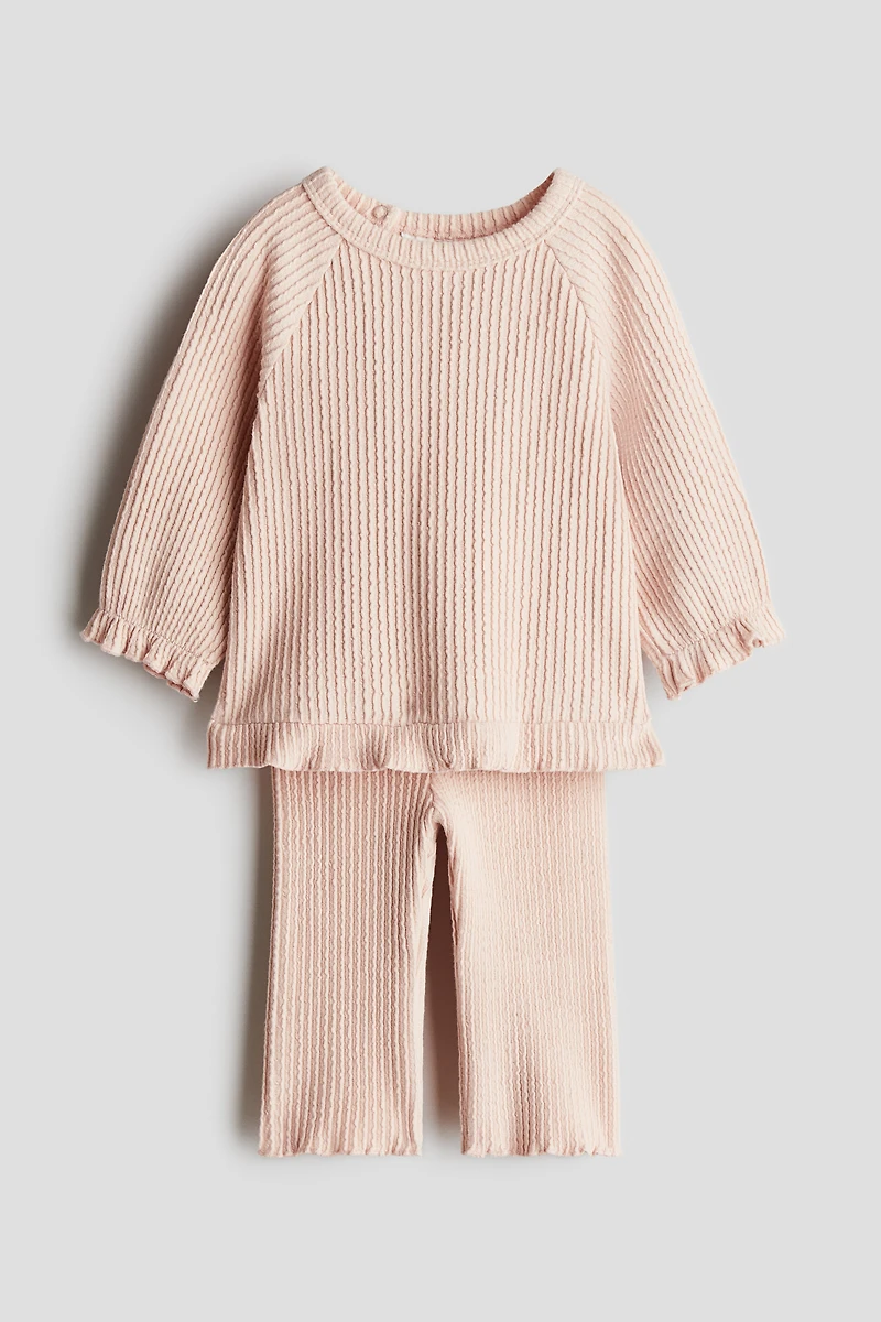 2-piece Wavy-Ribbed Cotton Set