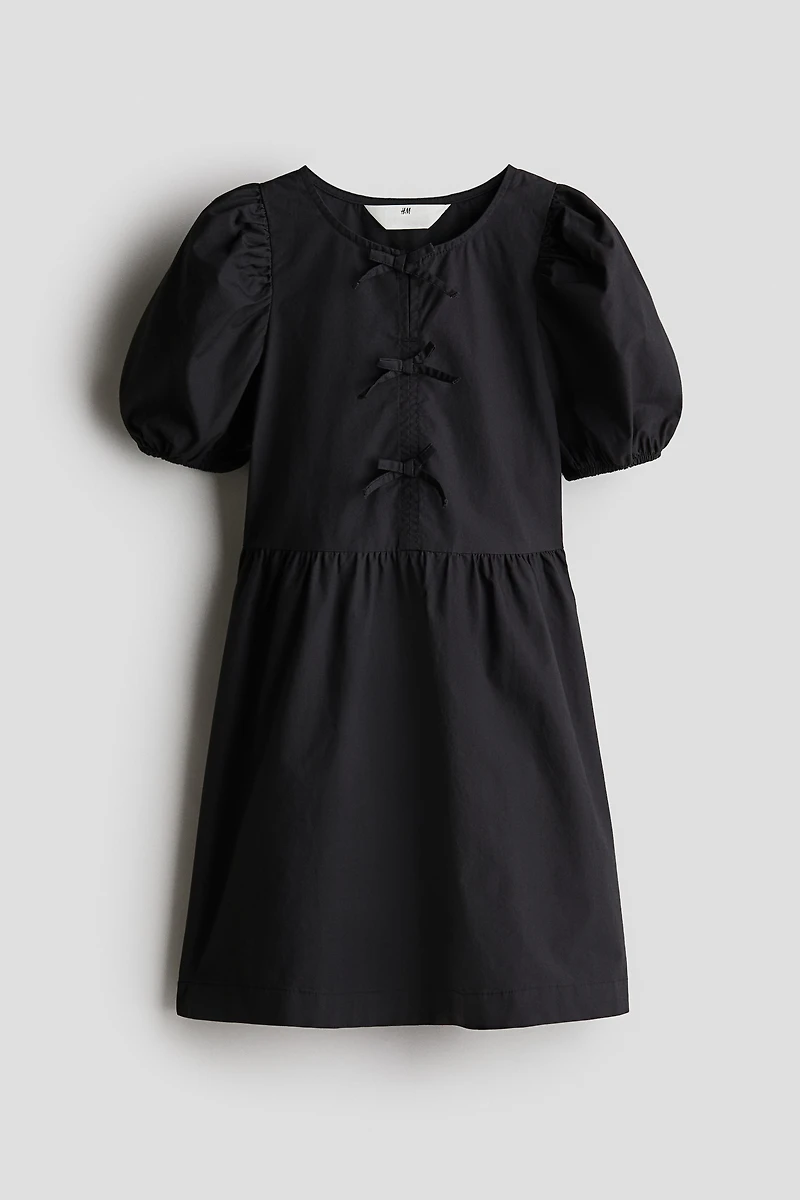 Puff-Sleeved Cotton Dress