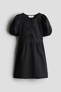 Puff-Sleeved Cotton Dress
