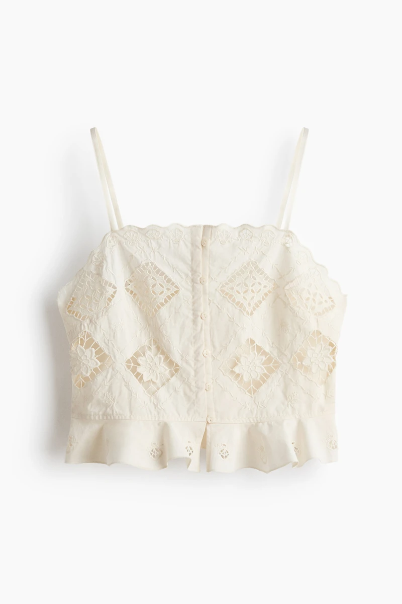Cropped Top with Eyelet Embroidery