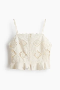Cropped Top with Eyelet Embroidery