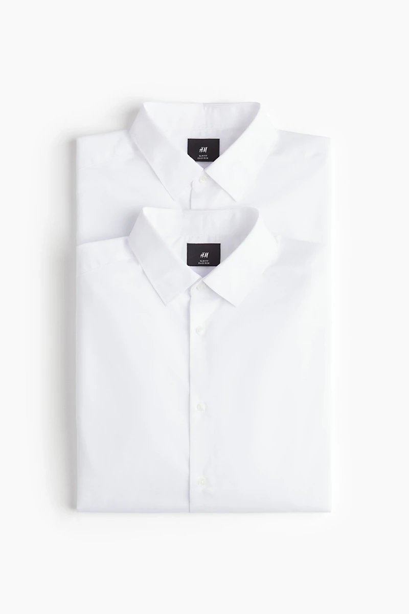 Lot de 2 chemises près du corps à repassage facile