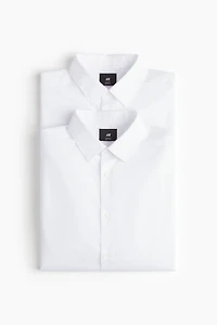 Lot de 2 chemises près du corps à repassage facile