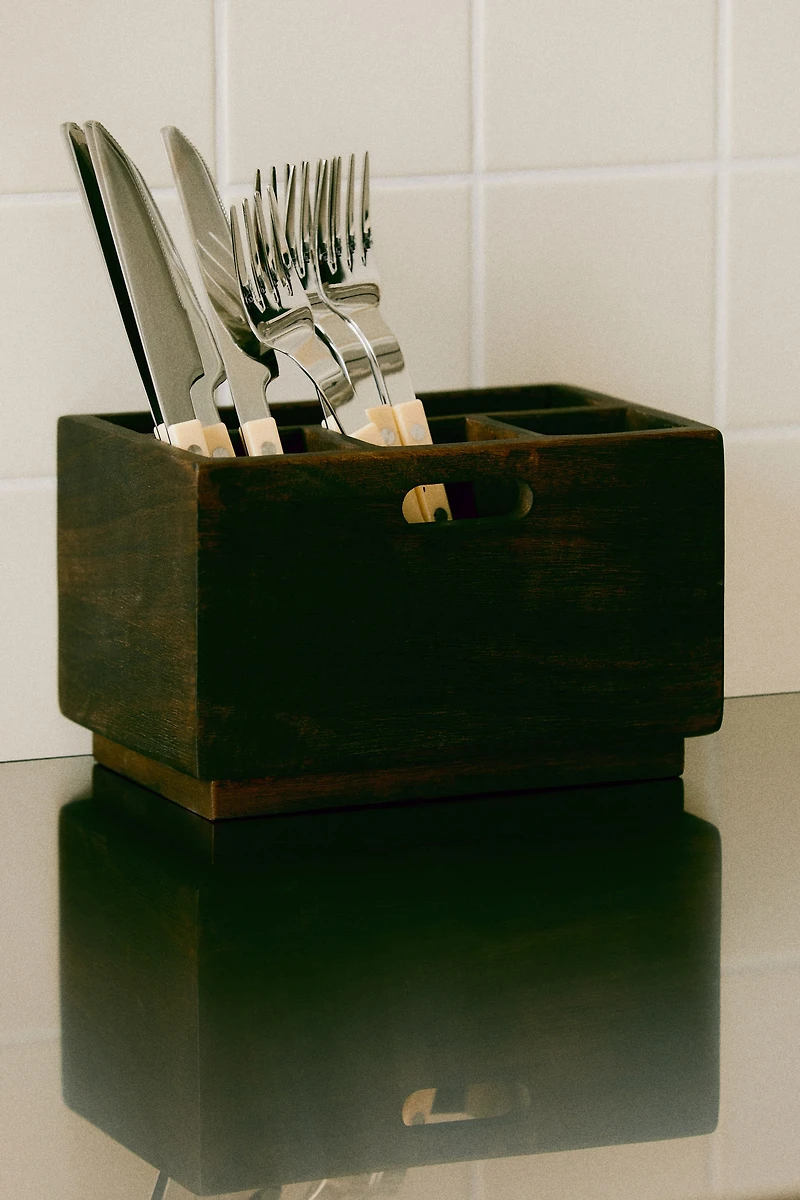 Porte-ustensiles en bois de manguier