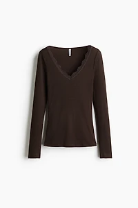 Lace-Trimmed V-Neck Top