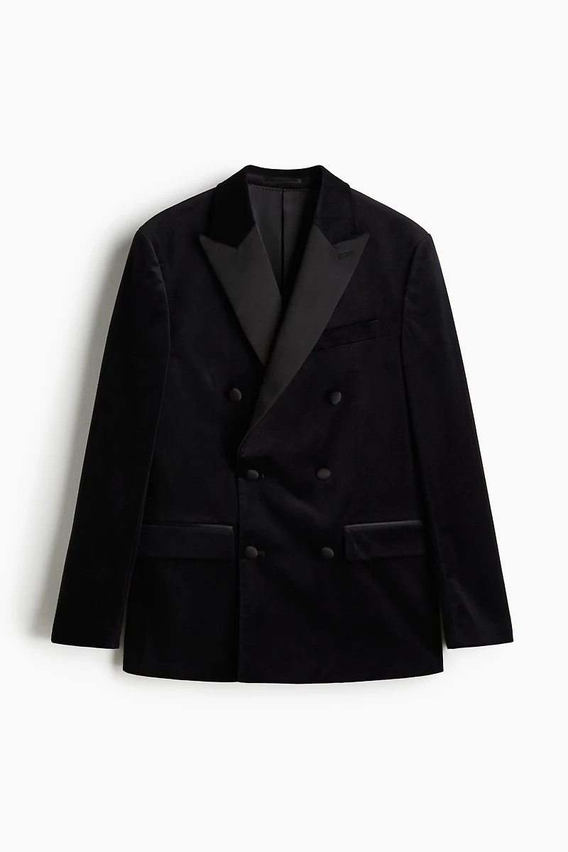 Regular-Fit Double-Breasted Velvet Jacket
