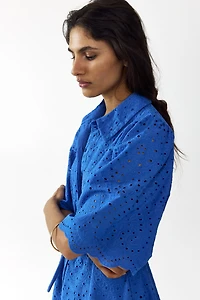 Eyelet-Embroidered Cotton Shirt Dress