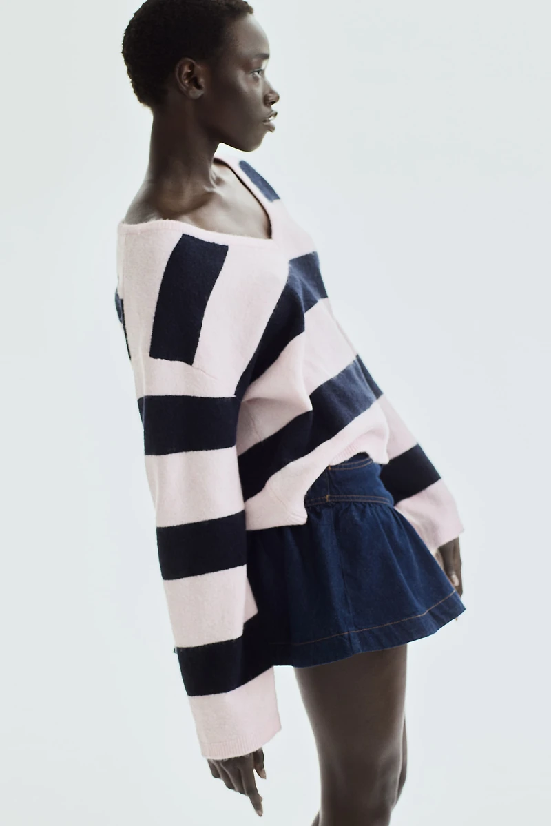 Fine-Knit V-Neck Sweater