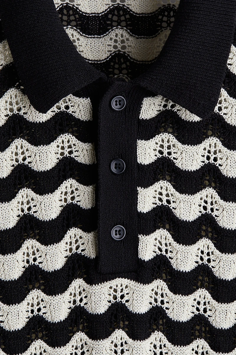 Regular-Fit Pointelle-Knit Polo Shirt