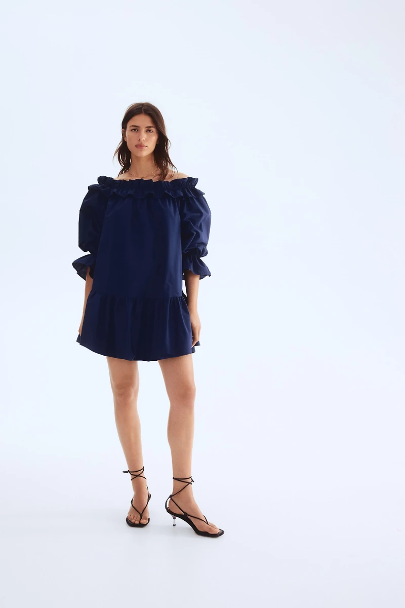 Off-the-Shoulder Poplin Dress