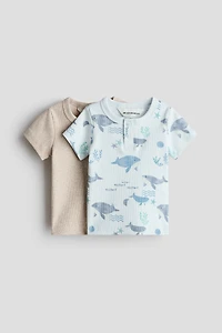 Lot de 2 T-shirts en coton avec encolure boutonnée